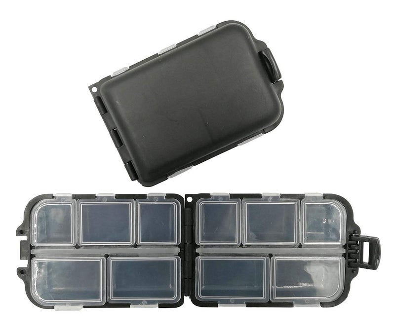 Drchoer 2x Small Hard Fishing Tackle Box Portable Case Hooks Lure Baits Storage Box Containers For Storing Swivels Jigs Hooks Sinker,10 Compartments (Black) - Image 1